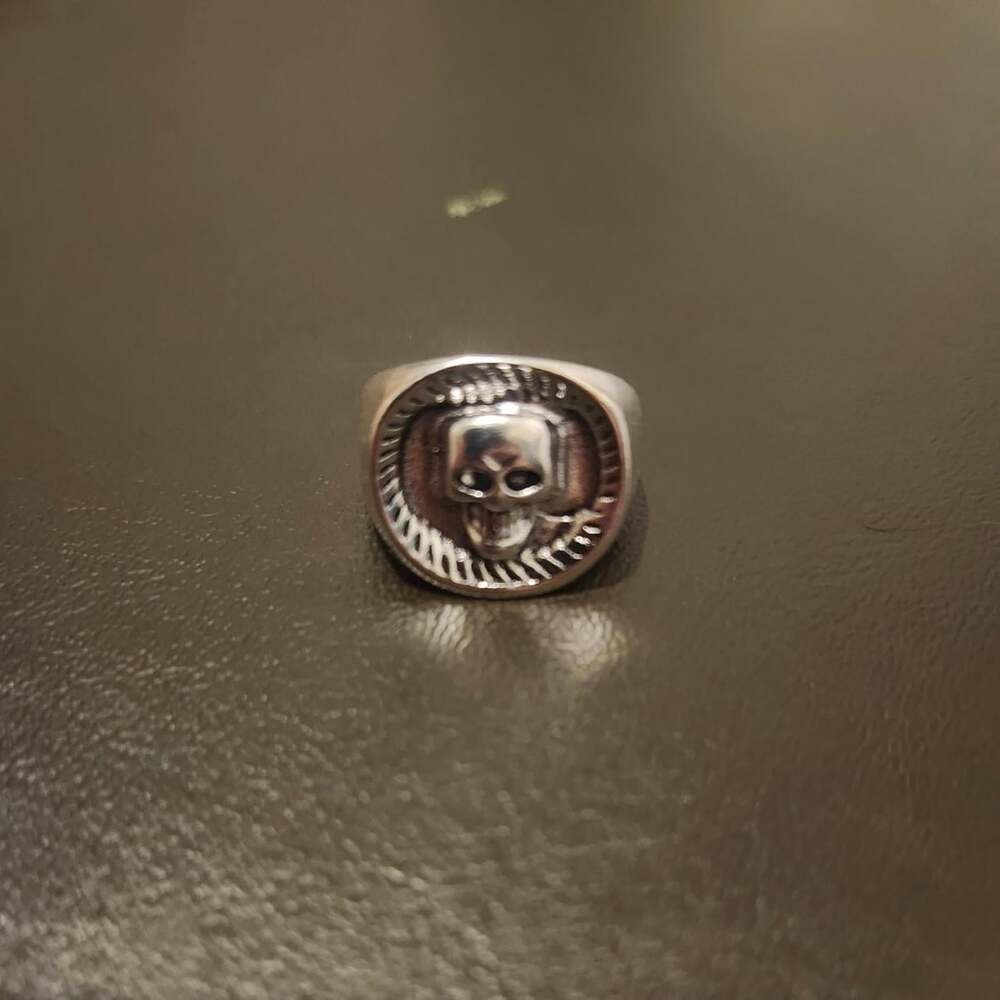 Silver Skull Ring With Engraved E 9 A 6